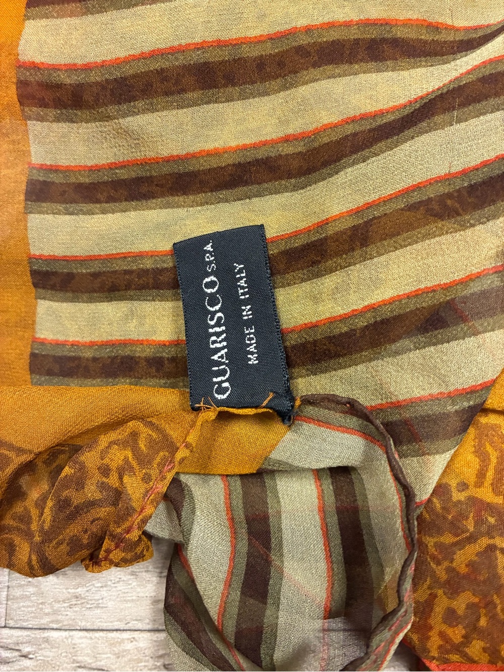 Guarisco Spa Italy 100% Silk Mixed Print Lightweight Sheer Scarf Wrap 26”x69” - Picture 4 of 10